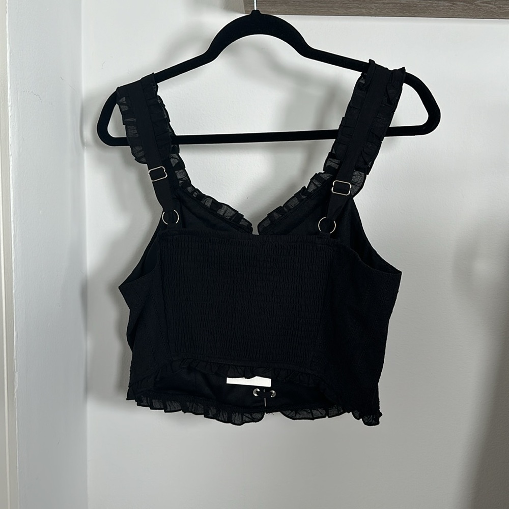 Black Lace-up Corset Style Cropped Tank Top Large - Picture 4 of 4